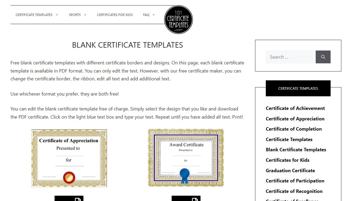 FREE Blank Certificate Templates | No Watermark